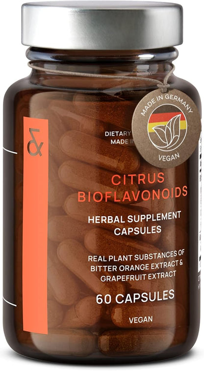 Citrus Bioflavonoids - Vegan Flavonoids Supplements Made from Bitter Orange and Grapefruit Extract - Antioxidant & Immune Support - 60 Capsules - Made in Germany