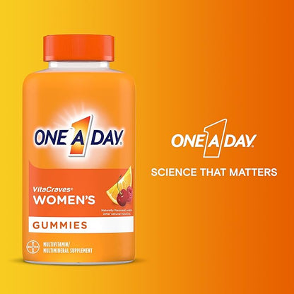 One A Day Women’s Multivitamin Gummies, Supplement with Vitamin A, Vitamin C, Vitamin D, Vitamin E and Zinc for Immune Health Support, Calcium & more, Orange, 230 count, Fruity