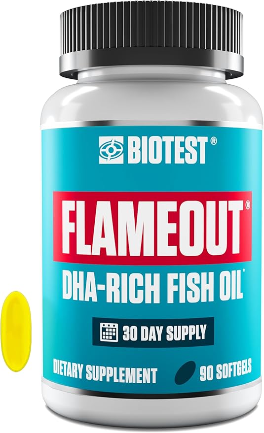 Biotest Flameout DHA-Rich Fish Oil - 4200 mg Omega-3 - Pharmaceutical Grade DHA & EPA - 90 Softgels (30 Day Supply)