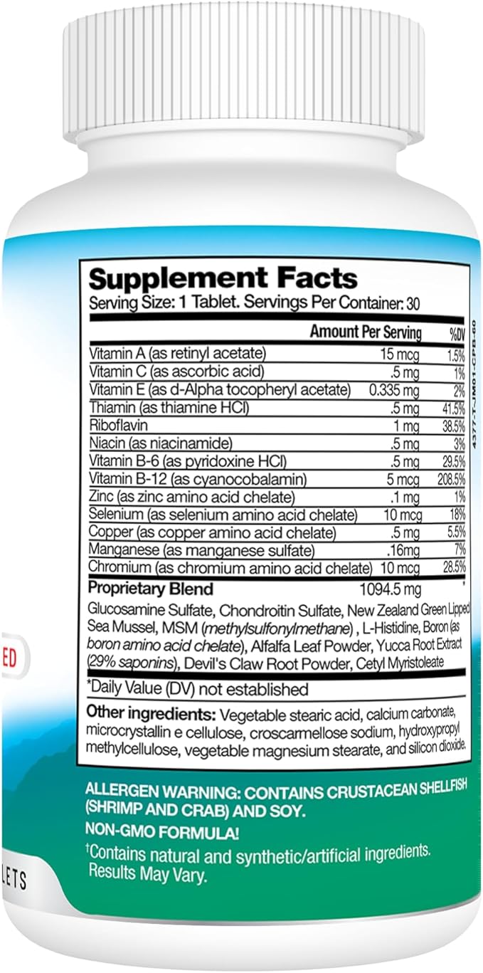 Best Earth Naturals Joint Support- Glucosamine, Chondroitin, MSM & Special Vitamins & Nutrients for Back, Hip & Joint Support - Joint Supplement for Joints, Muscle & Flexibility 30 Day Supply