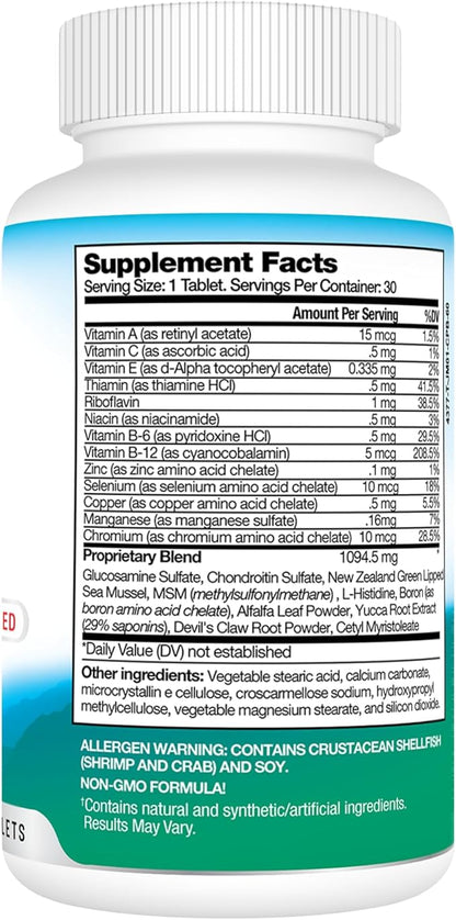 Best Earth Naturals Joint Support- Glucosamine, Chondroitin, MSM & Special Vitamins & Nutrients for Back, Hip & Joint Support - Joint Supplement for Joints, Muscle & Flexibility 30 Day Supply