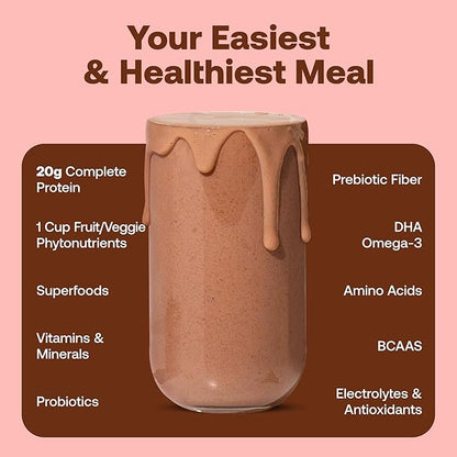 Happy Viking Triple Chocolate Protein + Superfoods Powder, Created by Venus Williams, 20G Protein, Low Carb, Keto, Vegan, Gluten-Free, Non-GMO, Complete Meal Replacement, 1 Canister (24 oz.)