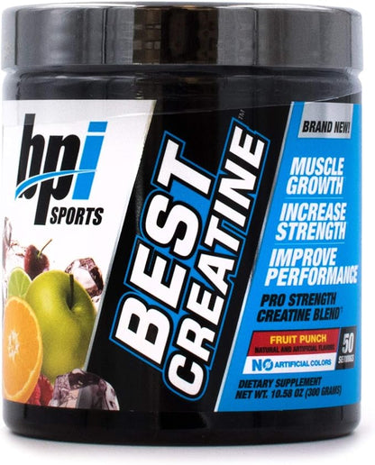 BPI Sports Best Creatine – Creatine Monohydrate, Himalayan Salt – Strength, Pump, Endurance, Muscle Growth, Muscle Definition – No Bloat – Fruit Punch – 50 servings – 10.58 oz.