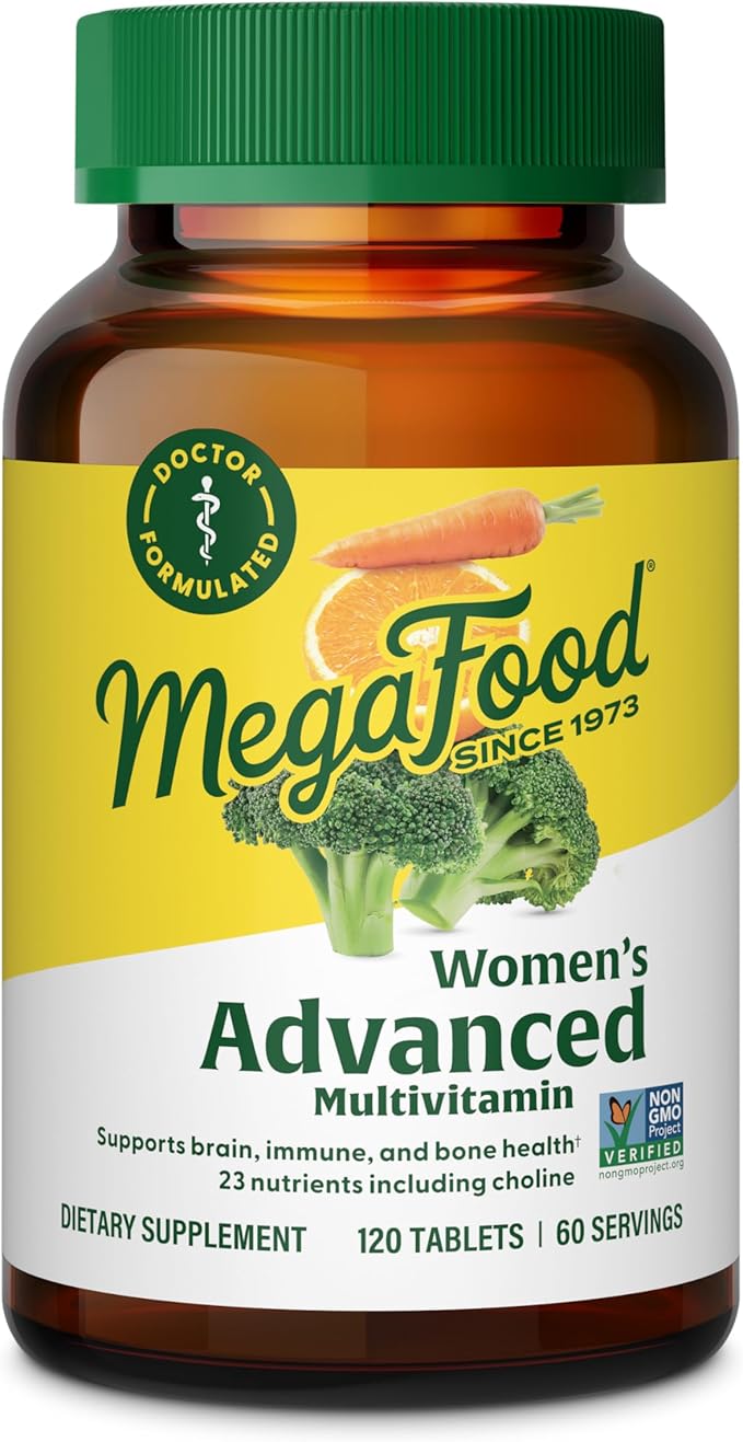 MegaFood Women's Advanced Multivitamin for Women - Doctor-Formulated With Iron, Choline, Vitamin D, Vitamin C & Zinc - Brain Health - Immune Support - Non-GMO - Vegetarian - 120 Tabs (60 Servings)