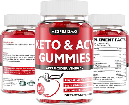 Keto ACV Gummies 1500MG – Premium Apple Cider Vinegar Formula with Pomegranate, Beet Juice, Vitamin B12 B6 – Vegetarian Friendly 480 Gummys
