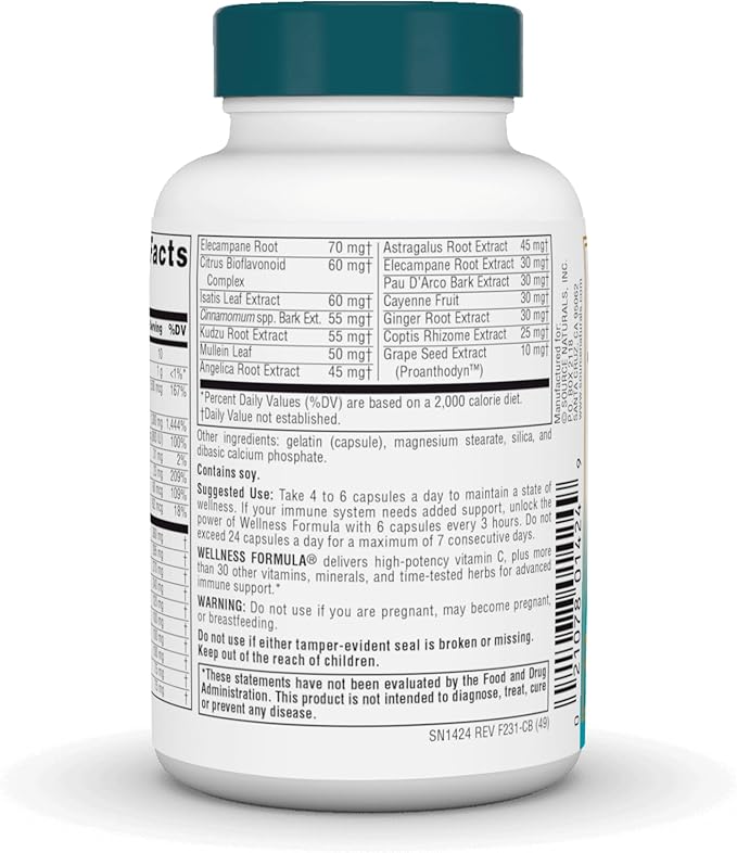 Source Naturals Wellness Formula Bio-Aligned Vitamins & Herbal Defense for Immune System Support - Dietary Supplement & Immunity Booster - 60 Capsules