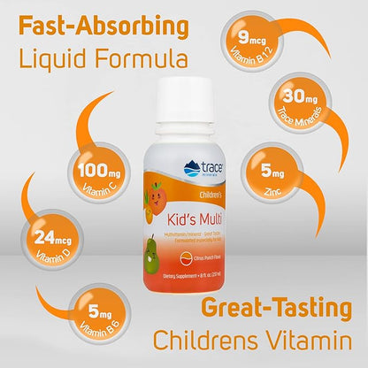 Trace Minerals | Kid's Multi | Liquid Multivitamin Supplement with Vitamin C, Zinc, & Minerals | Supports Healthy Bones and Immunity in Children | Natural Citrus Punch Flavor | 96 Servings, 8 fl oz (2 Pack)