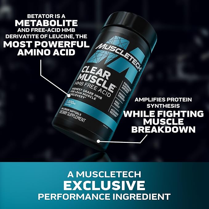 Muscletech HMB Supplements 1000mg, Clear Muscle (84 Liquid Softgels) - Highest Grade HMB for Lean Muscle & Recovery - HMB Free Acid Muscle Supplement - Help Decrease Muscle Breakdown