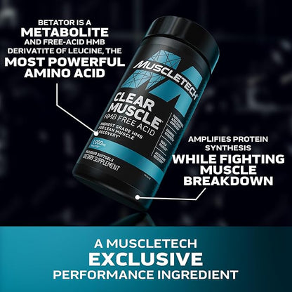 Muscletech HMB Supplements 1000mg, Clear Muscle (84 Liquid Softgels) - Highest Grade HMB for Lean Muscle & Recovery - HMB Free Acid Muscle Supplement - Help Decrease Muscle Breakdown