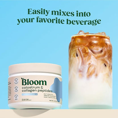 Bloom Nutrition Bovine Colostrum Powder for Gut Health, Immune Support, Hair Growth & Beauty Supplement, Gluten Free, Sugar Free | Pure 40% IgG Premium Colostrum Superfood, Unflavored, 25 Servings
