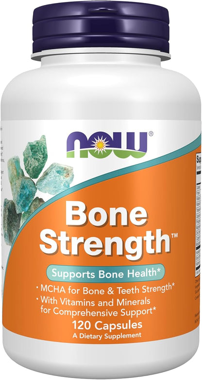 NOW Foods Supplements, Bone Strength™ with Microcrystalline Hydroxyapatite (MCHA), Magnesium and Vitamins C,D and K, 120 Capsules