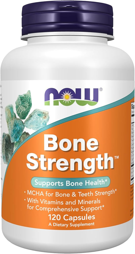NOW Foods Supplements, Bone Strength™ with Microcrystalline Hydroxyapatite (MCHA), Magnesium and Vitamins C,D and K, 120 Capsules