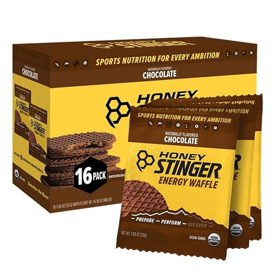 Honey Stinger Organic Chocolate Waffle | Energy Stroopwafel for Exercise, Endurance and Performance | Sports Nutrition for Home & Gym, Pre and Post Workout | Box of 16 Waffles, 16.96 Ounce