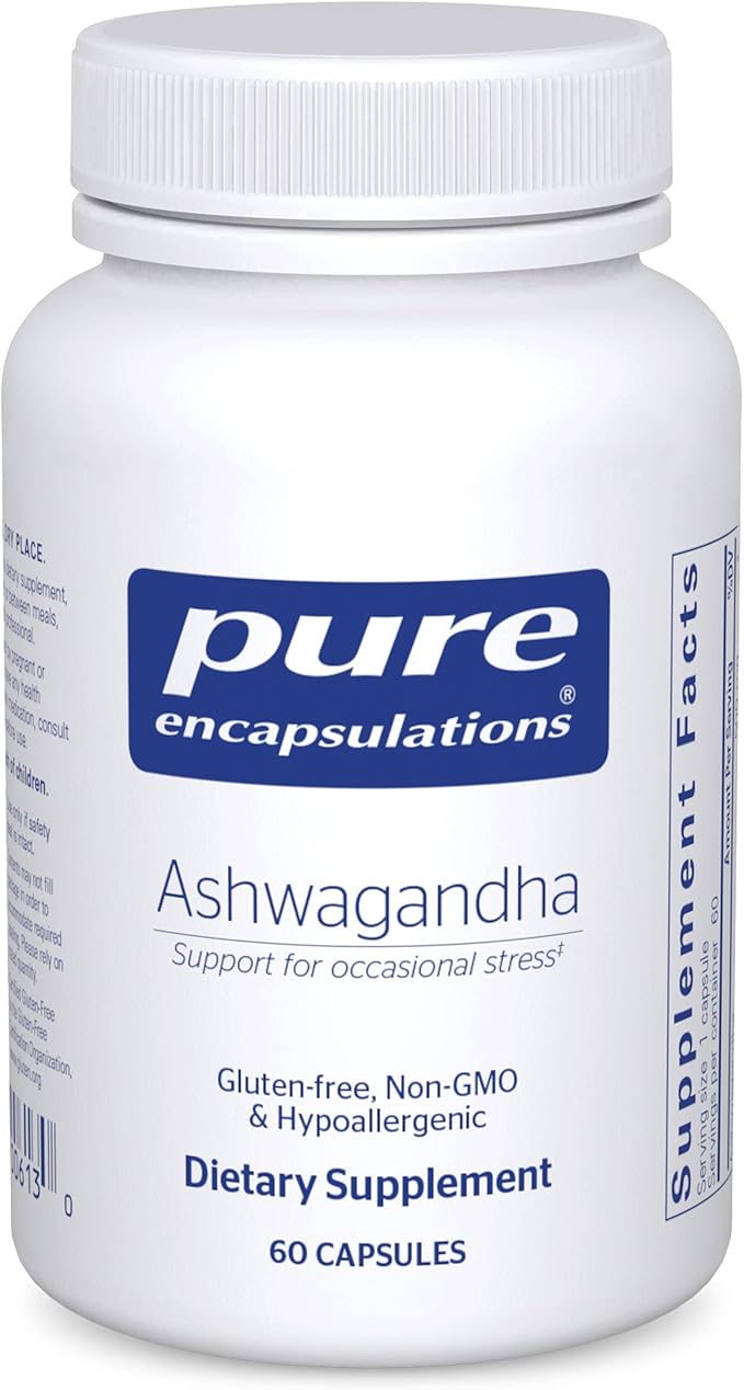 Pure Encapsulations Ashwagandha - 500 mg Ashwagandha Extract - Metabolism & Stress Support - Immune Support - GMO Free & Vegan - 60 Capsules