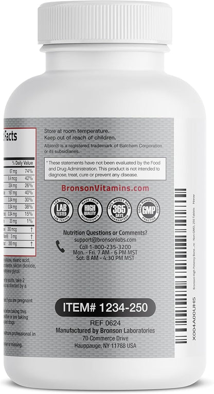 Bronson Bone Health & Strength Complex* High Potency Formula 200 MCG of Vitamin K2 as MK7, Plus Calcium, Boron, Cissus Quadrangularis, Magnesium, Vitamin D3, and More - Non-GMO, 250 Tablets