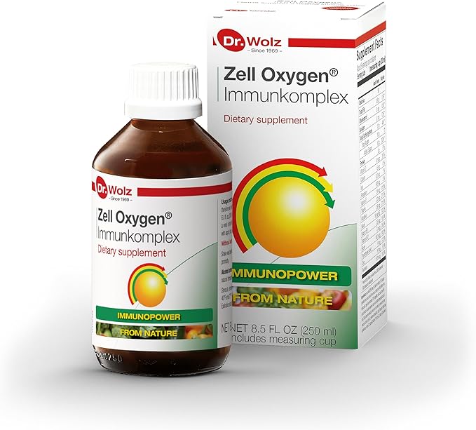 Dr. Wolz Zell Oxygen Immunkomplex Total Immune Support Supplement with Multivitamins, Organic Formula Blend with Zinc, Selenium, Vitamin B Complex, VIT D3, Beta Glucan, Natural Immunity Boost, 250ml