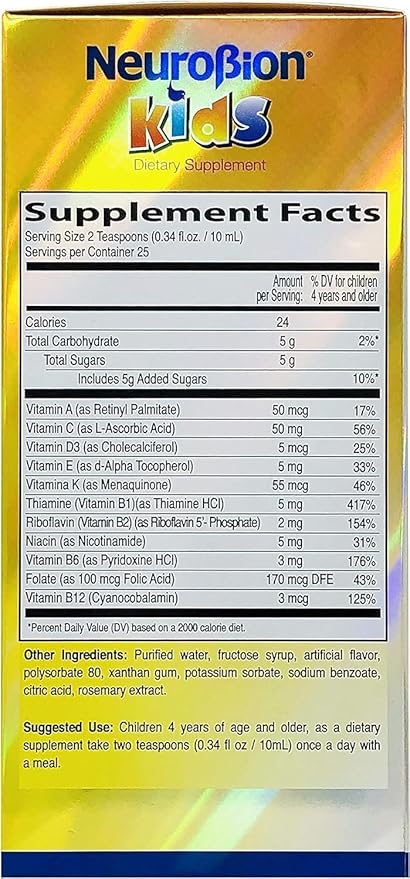 Neurobion Kids B Complex Liquid - Powerful Healthy Multivitamin for Children - 8.5 fl oz