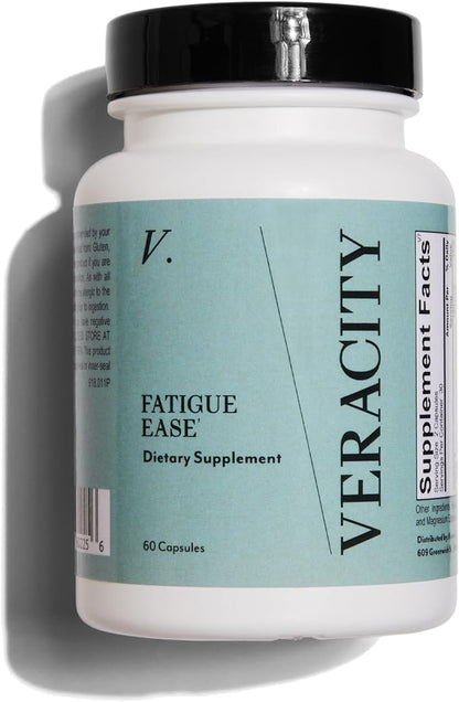 VERACITY Fatigue Ease Adrenal Support Supplement with Ashwagandha, Schisandra Berry & Rhodiola Rosea Supplement for Skin, Promotes Healthy Cortisol & Energy Levels, Restores Skin, Adaptogens - 60 Caps