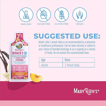 MaryRuth Organics Multivitamin for Women 40 | Womens Multivitamin Liposomal | Immune Support Supplement | Energy Supplements & Sleep Aid | Methylated Multivitamin | Vegan | Sugar Free | 14 Servings