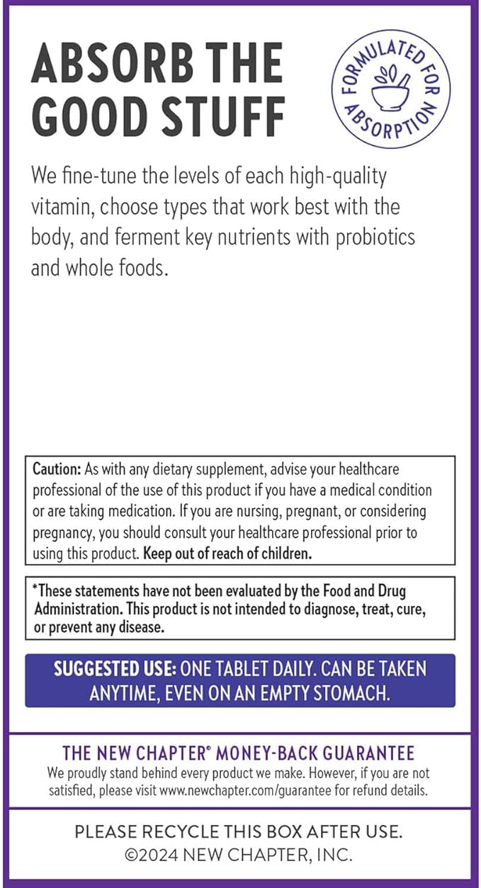 New Chapter Vitamin B Complex, Fermented Vitamin B Complex, USDA Organic, ONE Daily for Cellular Energy + Brain + Beauty, 100% Vegan, Gluten-Free - 90 Count