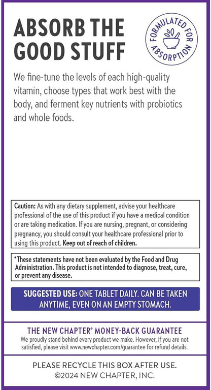 New Chapter Vitamin B Complex, Fermented Vitamin B Complex, USDA Organic, ONE Daily for Cellular Energy + Brain + Beauty, 100% Vegan, Gluten-Free - 90 Count