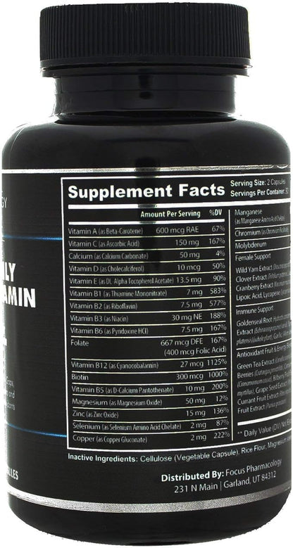 Women's Daily Super Multi-Vitamin for Women - 180 Ct Blend of Vitamins, Minerals, Plus Herbs for Energy, Focus, and Womens Health