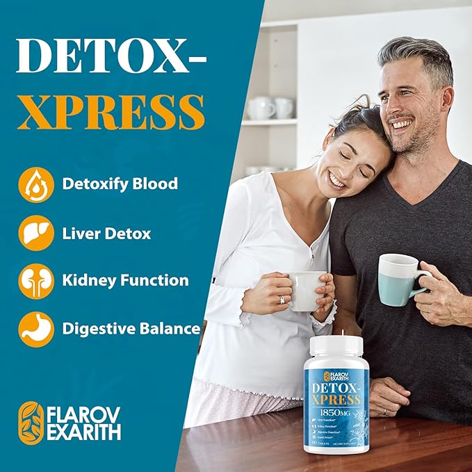 Liver Kidney Cleanse Detox & Repair, Milk Thistle Supplement, Natural Herbal Formula,Body Detox for Women & Men, Toxin Flush Max Absorption Liver Cleanser,Digestion Balance & Mood,60 Chewable Tablets