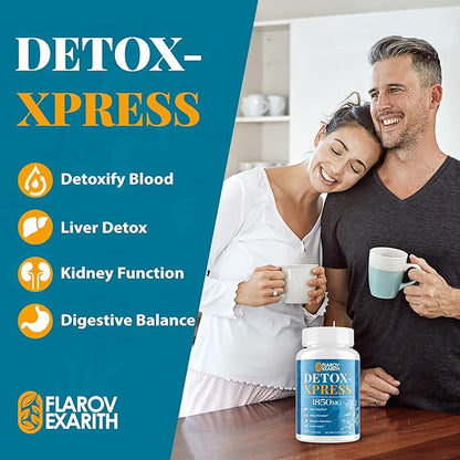 Liver Kidney Cleanse Detox & Repair, Milk Thistle Supplement, Natural Herbal Formula,Body Detox for Women & Men, Toxin Flush Max Absorption Liver Cleanser,Digestion Balance & Mood,120 Chewable Tablets