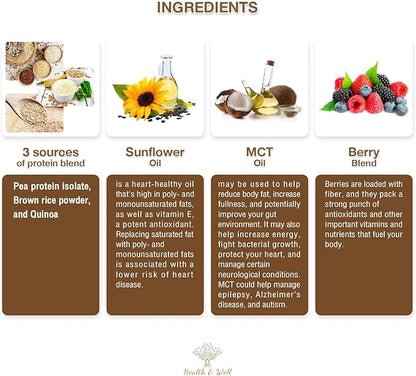 Health & Well Plant-Based Protein Powder, Contains Three Vegan proteins and Eight Different Super Fruits (Chocolate)