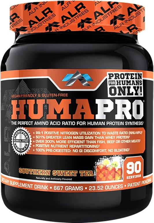 Humapro | Amino Acids Protein Matrix for Humans | 99% Utilization for Lean Muscle | Vegan, Gluten Free | 667g / 90 Servings (Southern Sweet Tea)