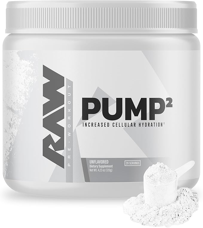 RAW Pump2 Pre Workout | Glycerol Pump Pre Workout Supplement, Pair Pump Supplement for Best Results Or Any Preworkout Powder | Enhanced Hydration and Boost Energy | Unflavored (20 Servings)