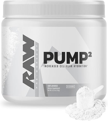 RAW Pump2 Pre Workout | Glycerol Pump Pre Workout Supplement, Pair Pump Supplement for Best Results Or Any Preworkout Powder | Enhanced Hydration and Boost Energy | Unflavored (20 Servings)