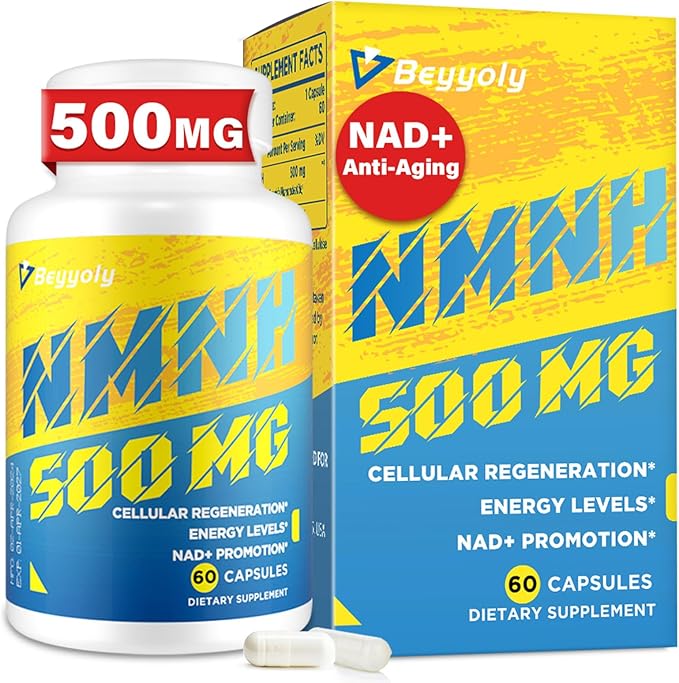 NMNH (Dihydronicotinamide Mononucleotide) 500mg Per Serving, NMNH NAD Supplement to Boost NAD+ Levels As We Age, NAD Plus Supplement for Anti Aging, Energy, Immune, Focus, Pure Organic - 60 Capsules