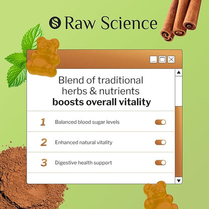 Cinnamon Gummies - Blood Support - Ceylon Cinnamon & Cinnamon Bark 2000MG Blend Supplements, Berberine, Turmeric, Gymnema Sylvestre, Bitter Melon, Psyllium Husk, Chromium - 60 Gummies