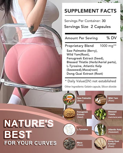 Breast&Butt Enhancement Pills,Skin Tightening 3 in 1 Natural Bust and Butt Enhancement Capsules