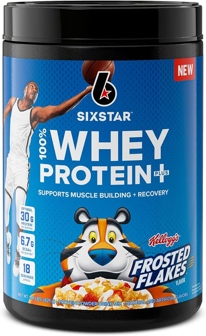 Six Star Whey Protein Powder Plus | Muscle Building & Recovery Plus Immune Support | Muscle Builder for Men & Women | Kellogg’s Frosted Flakes Flavor | 1.8lb