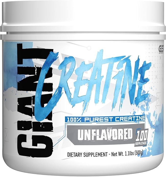 Giant Sports Edge Creatine Monohydrate, 500g - 5g Pure Micronized Creatine per Serving, Support Muscle Energy and Strength, 100 Servings - Unflavored