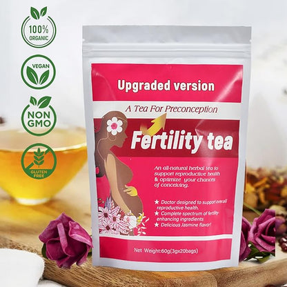 Laicuherb Natural Fertility Tea, for Women Hormone Balance & Conception Support, 20 Tea Bags Spearmint Tea to Support Menstrual Cycle & Reproductive Health, Organic Conception Tea to Get Pregnant Fast