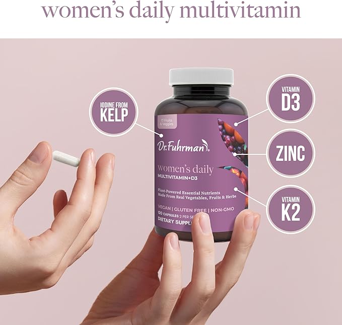 Dr. Fuhrman Women's Daily Multivitamin - Vegan Formula for Women Over 50, 120 Capsules, Essential Vitamins for Optimal Health and Wellness