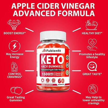Keto ACV Gummies Extreme 1500MG Keto Gummies Organic Apple Cider Vinegar Advanced Formulated with Pomegranate Beet Juice Powder B12 Vegan Non GMO 58 Gummys