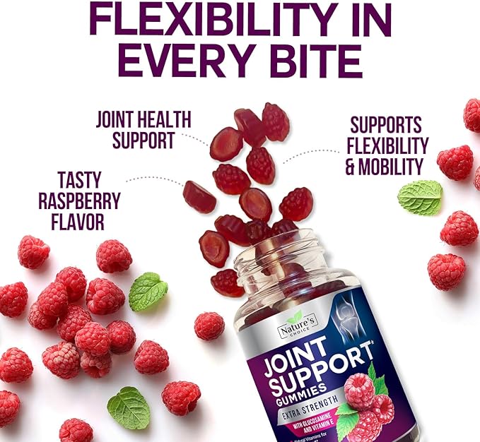 Joint Support Gummies Extra Strength Glucosamine Gummy Supplement with Vitamin E - Naturally Assists Cartilage & Joint Health & Flexibility Support - Best Support Chew for Men and Women - 120 Gummies