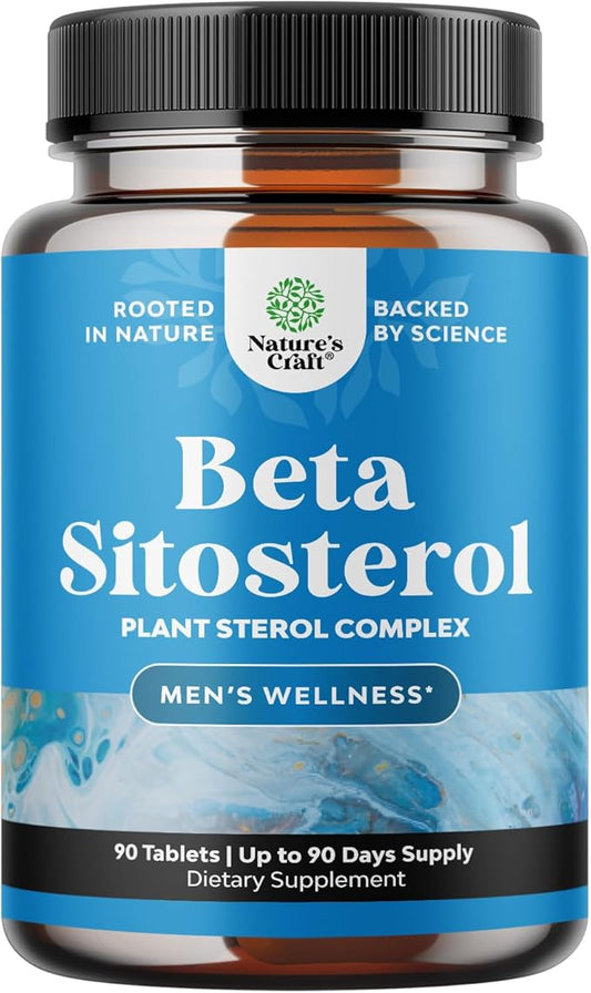 Natures Craft Plant Sterols Complex with Beta Sitosterol - 500mg Beta-Sitosterol Sterols and Stanols Supplement for Prostate Support - Prostate Health Supplement for Men - 90 Tablets