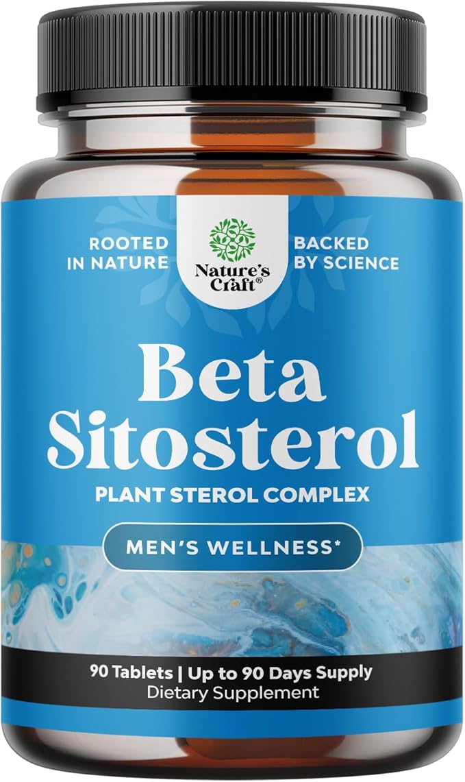 Natures Craft Plant Sterols Complex with Beta Sitosterol - 500mg Beta-Sitosterol Sterols and Stanols Supplement for Prostate Support - Prostate Health Supplement for Men - 90 Tablets