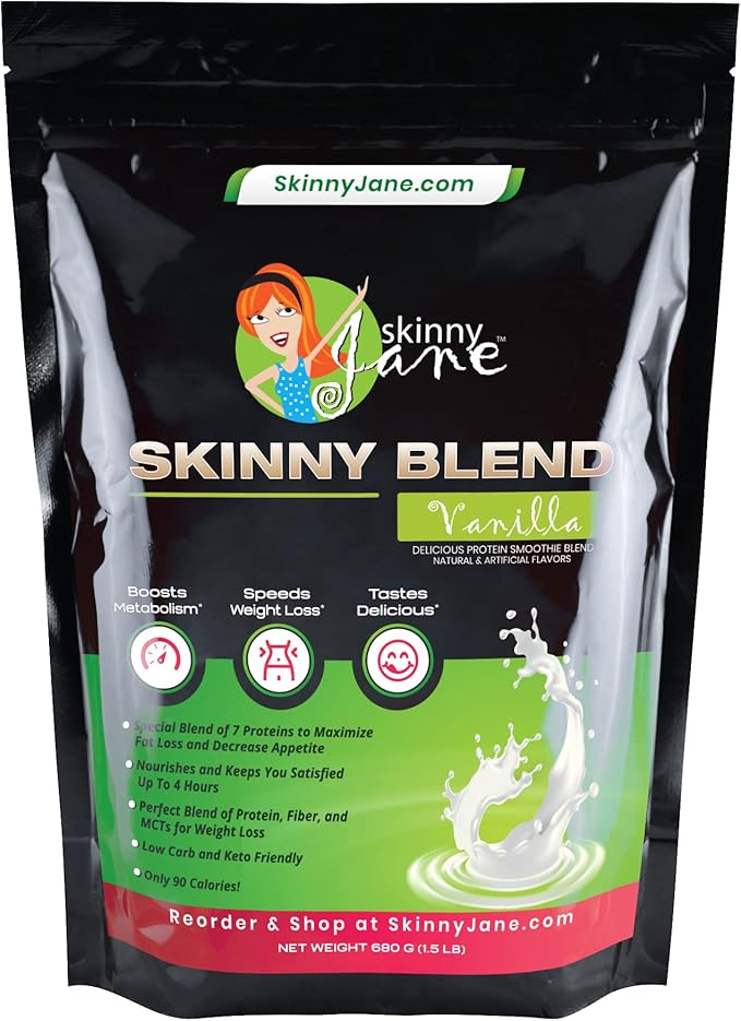 Skinny Blend - Best Tasting Protein Shake for Women - Slim Fast Weight Loss Shakes - Meal Replacement - Low Carb Breakfast - Diet Supplement - Appetite Suppressant - 30 Delicious Shakes (Vanilla)