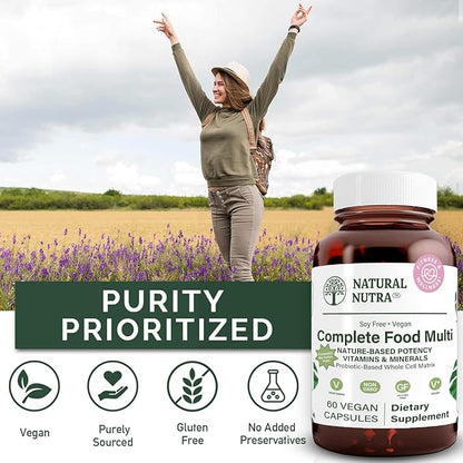 Natural Nutra Whole Food Complete Multivitamin and Mineral for Women and Men, Energy Booster, Helps Maintain Bone Health Supplement, Improves Brain Function and Skin, 60 Capsules