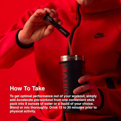 Mdrive Accelerate Pre-Workout Powder, Individual Servings, Mixed Berry, 30 Count