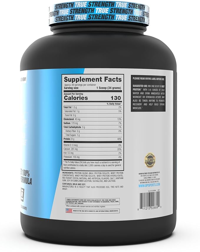 BPI Sports Best Protein – 100% Whey Protein Blend – Muscle Growth, Recovery, Meal Replacement – No Maltodextrin, No Fillers – Gluten Free – for Men & Women – Chocolate Brownie – 5.1 Pounds