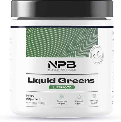 Nature's Pure Blend Liquid Greens - Superfood Greens - Detox & Digestion Health - Probiotic - Mushroom Blend - Adaptogens - Green Tea Matcha Taste (Matcha Flavor) - 30 Servings - Liquid Greens