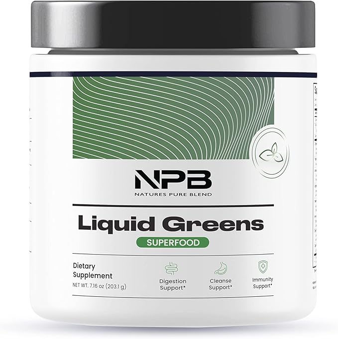 Nature's Pure Blend Liquid Greens - Superfood Greens - Detox & Digestion Health - Probiotic - Mushroom Blend - Adaptogens - Green Tea Matcha Taste (Matcha Flavor) - 30 Servings - Liquid Greens