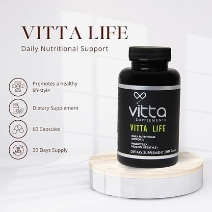 Vitta Life Tabs | Multivitamin with Vitamin A, Vitamin C, Vitamin D, Thiamin B1, Riboflavin B2, Niacin, Vitamin B6, Vitamin B12, Pantothenic Acid, Calcium, Phosphorus | 60 Tabs